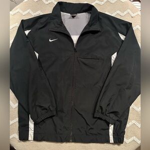 Nike Men's Full Zip Lined Windbreaker Black and White jacket Large